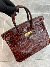 Load image into Gallery viewer, Birkin Style Bag - Real Leather Croc Pattern Version