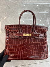 Load image into Gallery viewer, Birkin Style Bag - Real Leather Croc Pattern Version