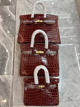 Load image into Gallery viewer, Birkin Style Bag - Real Leather Croc Pattern Version