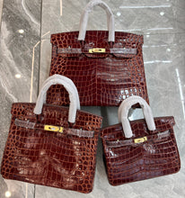 Load image into Gallery viewer, Birkin Style Bag - Real Leather Croc Pattern Version