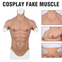 Load image into Gallery viewer, Cross-Love Cross Dress S/L Size Realistic Silicone Wearable Body Form Fake Short-Sleeve Muscle Upper Bodysuit
