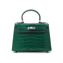 Load image into Gallery viewer, Verona 22 Saffiano Top Handle Kelly Style Handbag Croc/Box pattern Real Leatheer
