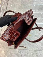 Load image into Gallery viewer, Birkin Style Bag - Real Leather Croc Pattern Version
