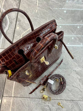 Load image into Gallery viewer, Birkin Style Bag - Real Leather Croc Pattern Version
