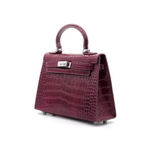 Load image into Gallery viewer, Verona 22 Saffiano Top Handle Kelly Style Handbag Croc/Box pattern Real Leatheer
