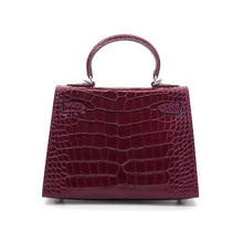 Load image into Gallery viewer, Verona 22 Saffiano Top Handle Kelly Style Handbag Croc/Box pattern Real Leatheer
