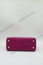 Load image into Gallery viewer, Verona 25 Kelly Style Opaque Saltwater Croc Leather Purple Color Gold Hardware
