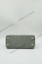 Load image into Gallery viewer, Verona 25 Kelly Style Opaque Saltwater Croc Leather Grey Color Gold Hardware
