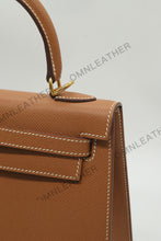 Load image into Gallery viewer, Verona 25 Kelly Style Fully Handmade Epsom Leather Brown Color Gold Hardware
