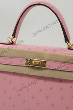 Load image into Gallery viewer, Verona 22 Kelly Style Ostrich Leather Sakura Pink Color Gold Hardware
