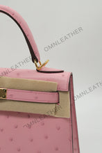 Load image into Gallery viewer, Verona 22 Kelly Style Ostrich Leather Sakura Pink Color Gold Hardware
