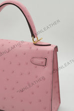 Load image into Gallery viewer, Verona 22 Kelly Style Ostrich Leather Sakura Pink Color Gold Hardware
