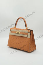 Load image into Gallery viewer, Verona 22 Kelly Style Ostrich Leather Brown Color Gold Hardware
