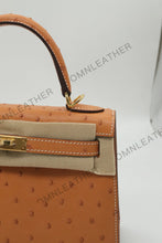 Load image into Gallery viewer, Verona 22 Kelly Style Ostrich Leather Brown Color Gold Hardware
