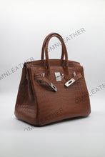 Load image into Gallery viewer, London 30 Birkin Style Nile Croc Leather Opaque Brown Color Silver Hardware
