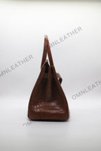 Load image into Gallery viewer, London 30 Birkin Style Nile Croc Leather Opaque Brown Color Silver Hardware

