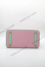 Load image into Gallery viewer, London 30 Birkin Style Ostrich Leather Pink Green Mix Color Gold Hardware
