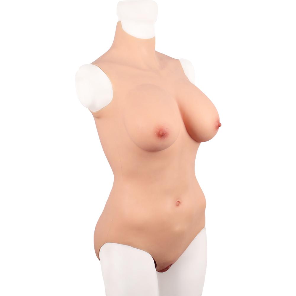Cross-Love Cross Dress L-Size D-Cup Realistic Crop Top Briefs Silicone Wearable Body Form with Knickers Pant Bodysuit